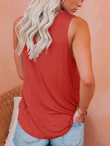 Vista 24 de JAWINT Camisetas casuales sin mangas para mujer, cuello redondo, sin mangas, holgadas, holgadas