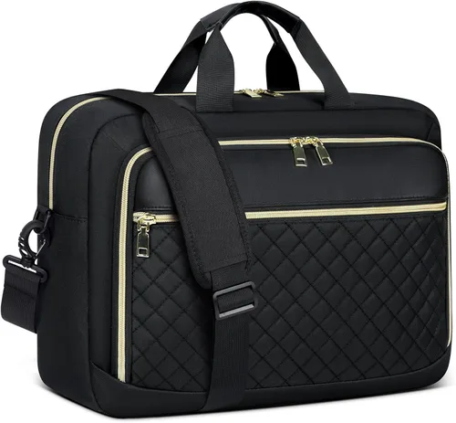Vista 10 de NEWHEY Bolsa para laptop de 17.3 pulgadas, maletín para computadora portátil para mujeres y hombres, bolsa de hombro impermeable, bolsa de mensajero