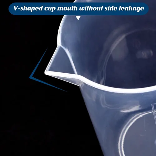 Vista 3 de 6 vasos de plástico de laboratorio de 3.4 fl oz, tazas medidoras transparentes con escala graduada y boquilla de vertido para experimentos