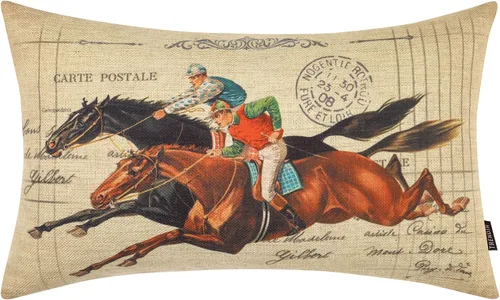 Vista 10 de TRENDIN Funda de almohada decorativa de caballo de 12 x 20 pulgadas para sofá, decoración de caballo, funda de cojín de lino lumbar para sofá