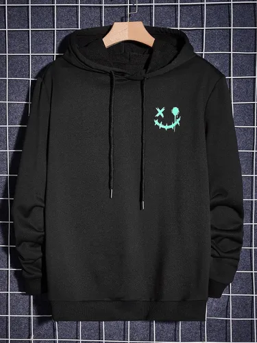 Vista 2 de GORGLITTER Sudadera con capucha para hombre con estampado de oso y manga larga con cordón
