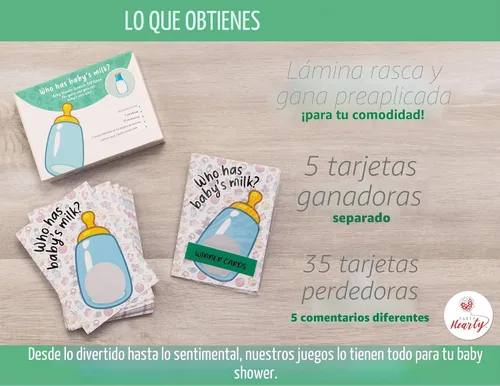 Vista 2 de Juegos de baby shower de Party Hearty para niño, 40 boletos de lotería con emojis para rascar, ideas de juegos para bebés, juego de rascar, azul