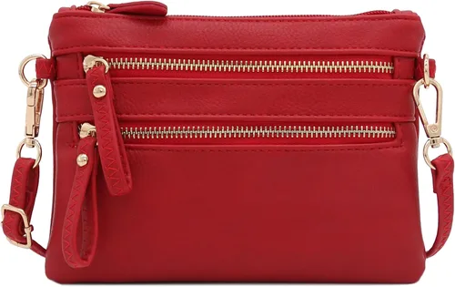 Vista 32 de Bolso de hombro cruzado con múltiples bolsillos y cremallera y correa de muñeca pequeña