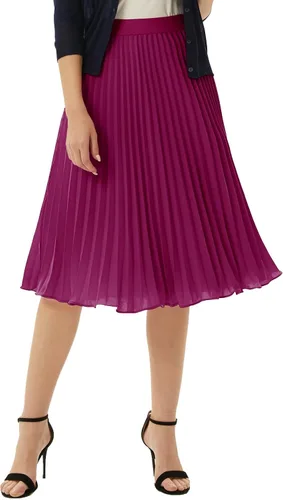 Vista 74 de GRACE KARIN - Falda plisada de gasa para mujer, con cintura alta y elástica, vuelo, corte acampanado y longitud por debajo de la rodilla