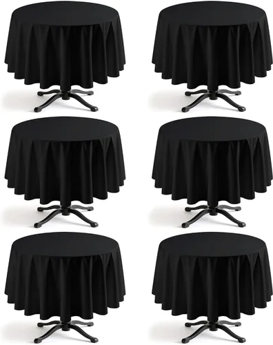 Vista 13 de Niuara Mantel de Mesa Rectangular Negro - Paquete de 6, 60" × 84" Mantel de Tela Lavable para Mesas de 5 Pies, Resistente a las Arrugas y a Prueba