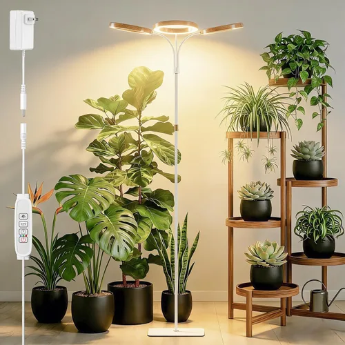 Vista 8 de SDOVUERC Luz de crecimiento de espectro completo con soporte para plantas de interior, luz de plantas de suelo, temporizador de 6/12/18H, 3 modos