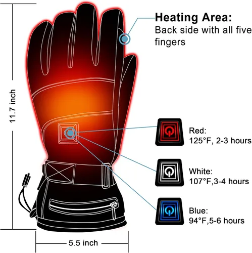 Vista 2 de SVPRO Guantes calefactables con batería eléctrica, para hombres y mujeres, guantes de calefacción recargables para exteriores, senderismo, esquí