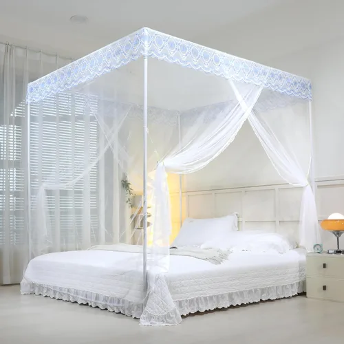 Vista 13 de naturetalk Dosel de cama, cortina de cama de princesa para niñas y adultos, red de cúpula rectangular de encaje
