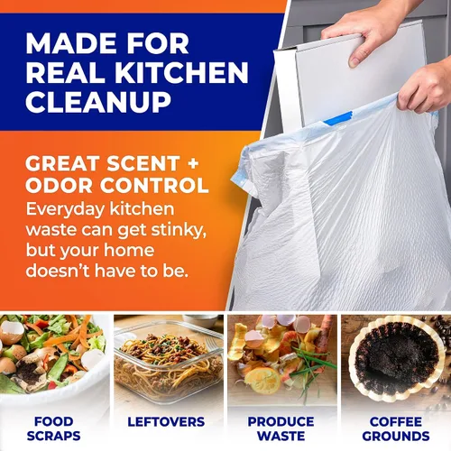Vista 5 de Hefty - Bolsas de basura para cocina, altas, ultrarresistentes, aroma a cítricos, de 13 galones, 40