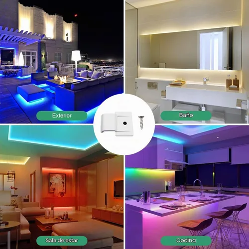 Vista 7 de Clips de montaje para luces permanentes al aire libre, tira de luces LED con cinta adhesiva + tornillos, soportes de montaje ideales para tiras