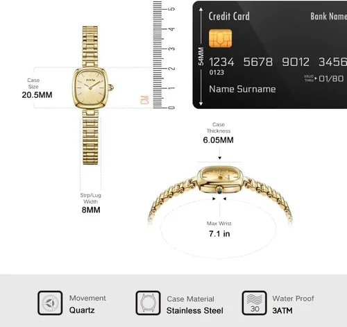 Vista 5 de Reloj dorado pequeño para mujer, caja rectangular vintage, relojes de pulsera de acero inoxidable para mujer