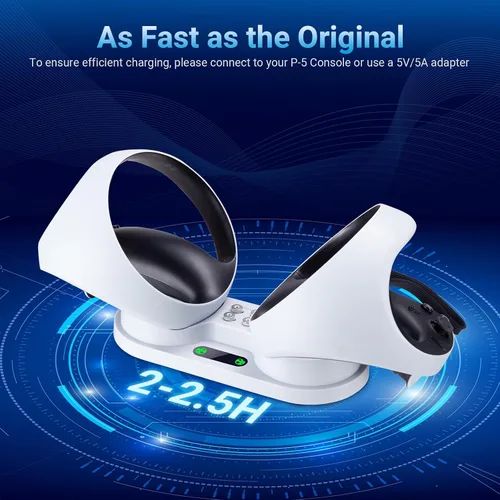 Vista 6 de Estación de carga para controlador PSVR2 Sense Controller, base de carga dual para PS VR2, estación de carga magnética con 4 terminales magnéticos