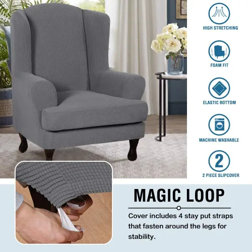 Vista 3 de H.VERSAILTEX - 2 fundas protectoras de licra suave Jacquard para respaldo de silla, lavable a máquina