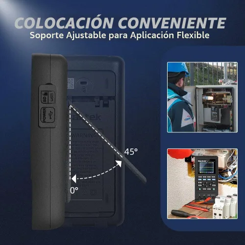 Vista 6 de Hantek Osciloscopio 2D72, 2+1 CH 70MHz con generador de formas de onda y multímetro, probador multifunción 3 en 1, 2CH+AFG+DMM
