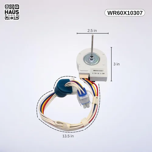 Vista 2 de WR60X10307 WR60X10074 Motor de ventilador evaporador de refrigerador, compatible con GE, Hotpoint reemplaza con motor de ventilador de refrigerador