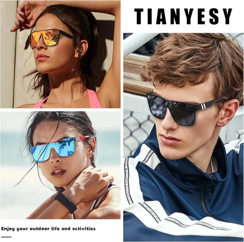 Vista 2 de TIANYESY Lentes de sol cuadrados retro para mujeres y hombres, a la moda, vintage, para mujer, ligeras, con protección UV400, Y2K
