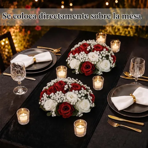 Vista 2 de BLOSMON Bolas de Flores Falsas Centros de Mesa de Boda 2 Piezas Rosa Carmesí Respiración de Bebé Flores Artificiales Piezas Centrales Decoración