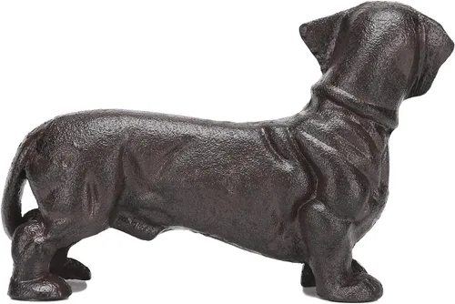 Vista 4 de BRASSTAR Cabeza giratoria de hierro fundido para mirar al perro salchicha estatua de mascota pisapapeles lindo cachorro estatuilla regalo jardín