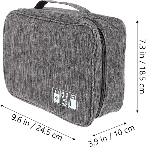 Vista 2 de Bolsa organizadora de cables de viaje portátil, estuche de almacenamiento electrónico compacto para auriculares, cargadores, cables de datos
