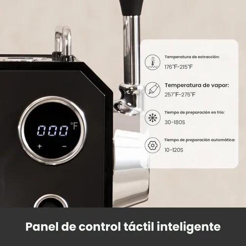 Vista 6 de Gemilai G3006A - Máquina de café expreso, cafetera de café frío y caliente para el hogar con control de temperatura PID doble, pantalla doble, bomba
