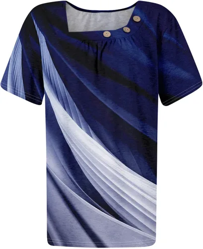 Vista 3 de Camisetas de manga corta con cuello cuadrado para mujer, blusas de trabajo informales de verano, tallas S-3XL