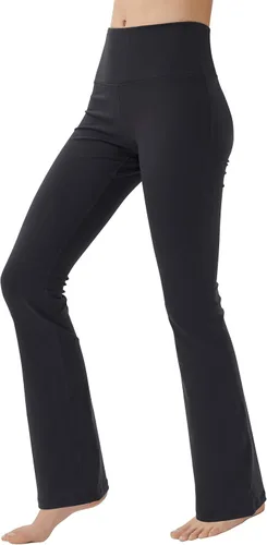 Vista 4 de Keolorn Pantalones de yoga con corte de bota para mujer, pantalones de entrenamiento de cintura alta para mujer, control de abdomen, pantalones