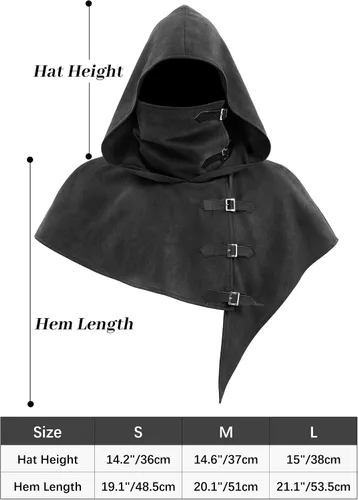 Vista 6 de FURPHI Capucha medieval con hebillas renacentistas para hombres y mujeres, accesorios de disfraz de Halloween