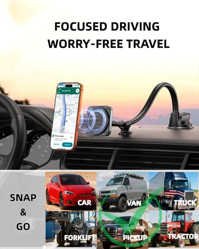 Vista 3 de Soporte de teléfono para automóvil Magsafe de 14 pulgadas, extensión de brazo largo con cuello de cisne Universal Windshield Dashboard