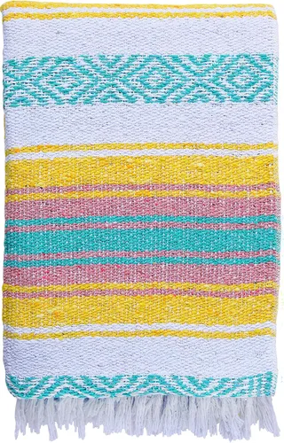 Vista 5 de El Paso Designs – Manta mexicana de yoga – 51 x 74"– Colorida manta de estudio mexicano Falsa – ideal para yoga, camping, picnic, playa manta