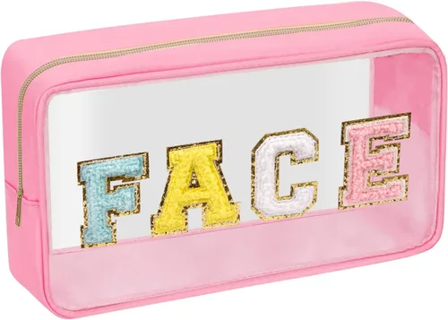 Vista 9 de Iqimott Bolsa de maquillaje transparente para bebé, bolsa de cosméticos personalizada de felpilla para viajes, de nailon, impermeable, artículos