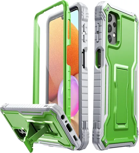 Vista 9 de FITO Funda para Samsung Galaxy A32 5G, doble capa a prueba de golpes resistente para teléfono Samsung A32 5G con protector de pantalla, soporte Azul