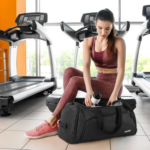 Vista 7 de G4Free Mochila de lona de 3 vías de 45L60L, bolsa de gimnasio con bolsillo húmedo y compartimento para zapatos, bolsa de lona para viajes