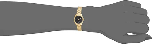 Vista 4 de Casio LTP-V005G-1B Reloj analógico estándar para mujer tono dorado esfera negra 3 manecillas