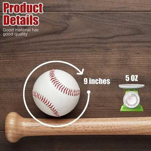 Vista 4 de Paquete de 6/12 pelotas de béisbol de tamaño estándar para adultos, sin marcar y cubierta de cuero, pelota de entrenamiento de práctica de béisbol