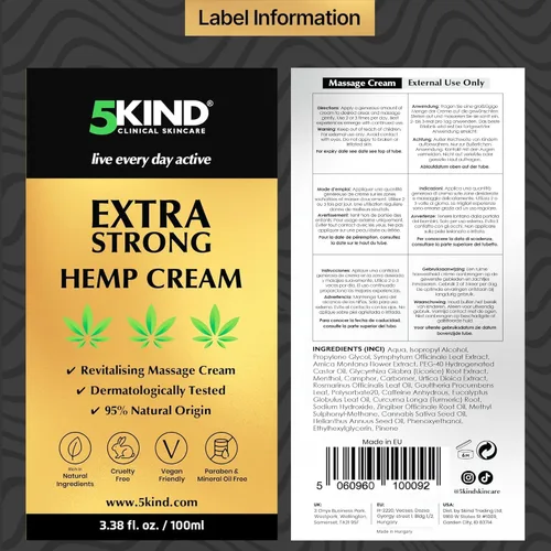 Vista 10 de 5kind Crema de cáñamo extra fuerte, 3.4 onzas líquidas, máxima fuerza, crema tópica natural, masaje muscular para espalda baja, articulaciones