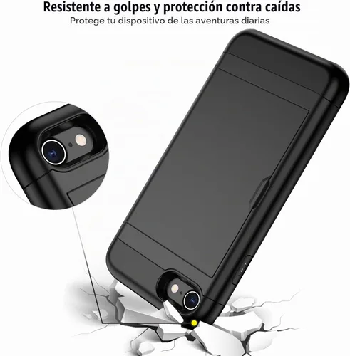 Vista 5 de Nvollnoe Funda para iPhone SE Funda 2022/iPhone SE 2020/7/8 Funda con Soporte para Tarjetas de Servicio Pesado Protectora de Doble Capa Resistente a