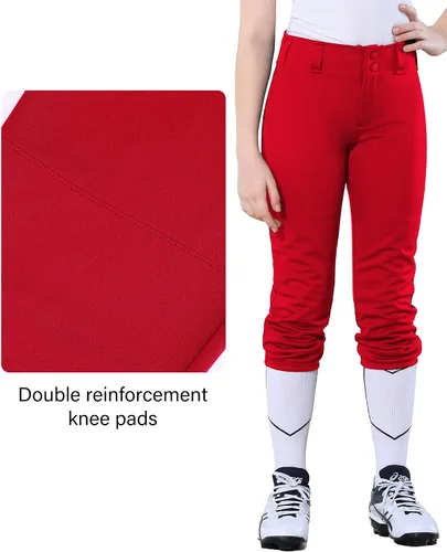 Vista 5 de Stelle Pantalones de sóftbol para niñas, pantalones de béisbol para jóvenes, pantalones de lanzamiento rápido con bolsillos, camiseta para niños