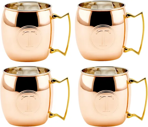 Vista 22 de Old Dutch International Taza sólida Moscow Mule, 16 onzas, monograma A, cobre