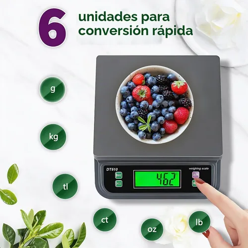 Vista 3 de Báscula digital grande de cocina de 66 lb 30 kg, báscula de alimentos para hornear, cocinar, pan, carne con función de tara y cuenta preparatoria
