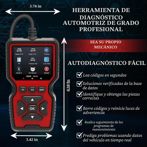 Vista 6 de Escáner profesional OBD2 V519 - Lector de código OBDII + CAN actualizado 2026, datos en vivo, prueba de batería, biblioteca de más de 40000 DTC