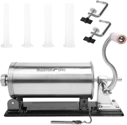 Vista 15 de 2.5 LBS Sausage Stuffer Horizontal Stainless Steel Stuffing Maker Machine Packed with 4 Stuffing Funnels