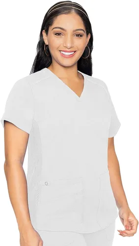 Vista 29 de Med Couture Touch - Camisa médica con cuello en V para mujer Sorbete de albaricoque