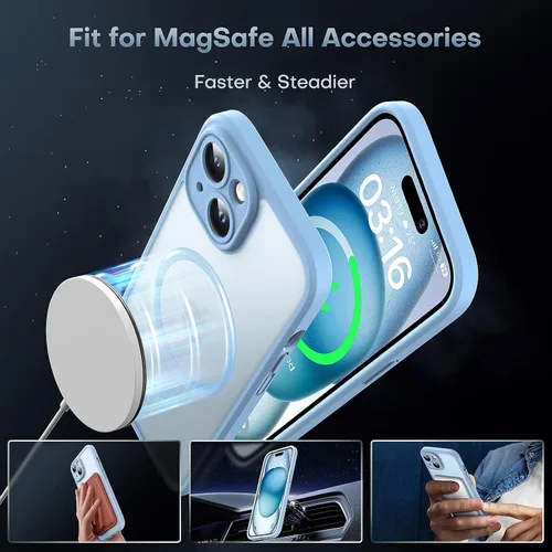 Vista 351 de TOCOL Funda para iPhone 11, compatible con Magsafe, protección completa de cámara, imanes integrados, protección contra caídas, funda translúcida