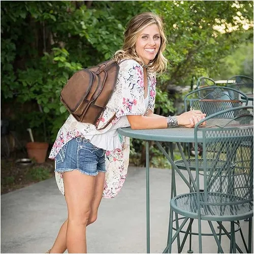 Vista 4 de STS Ranchwear Mochila de cuero para mujer Baroness Dark Tornado, Tornado Marrón, Mochila Baronesa