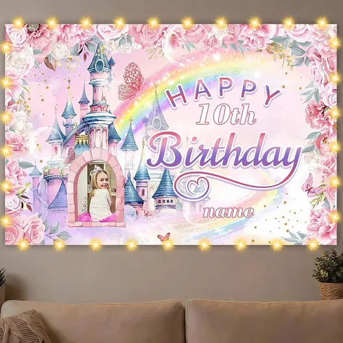 Vista 22 de Dicodes Decoraciones de cumpleaños de unicornio personalizadas para niñas, pancarta de cumpleaños de unicornio, decoración de cumpleaños de princesa