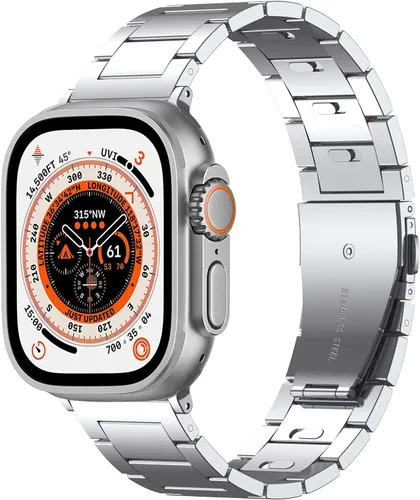 Vista 9 de No Tools Needed - Correa de metal para Apple Watch Ultra 2 Series 9/8/7/6/5/4/3/2/1/SE, correa de acero inoxidable ajustable sin herramientas