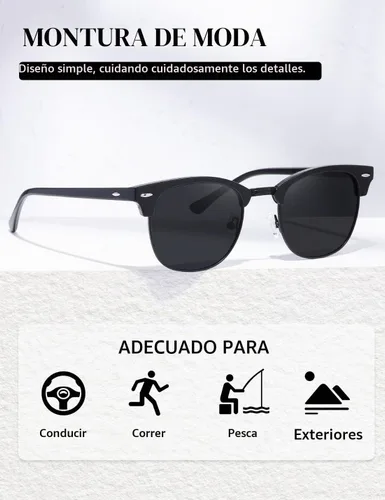 Vista 4 de AEVOGUE Semi Rimless Polarized Sunglasses for Women Men, AE0369 2 Pack Negro brillante y negro mate C1