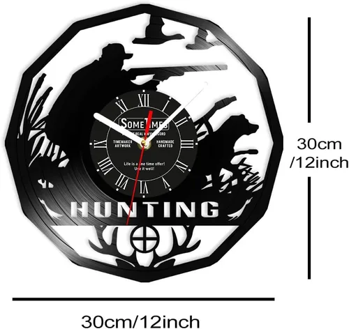 Vista 2 de The Geeky Days Reloj de pared de caza, 7 colores cambiantes, reloj de pared silencioso sin tictac, luz nocturna LED, vida silvestre, caza