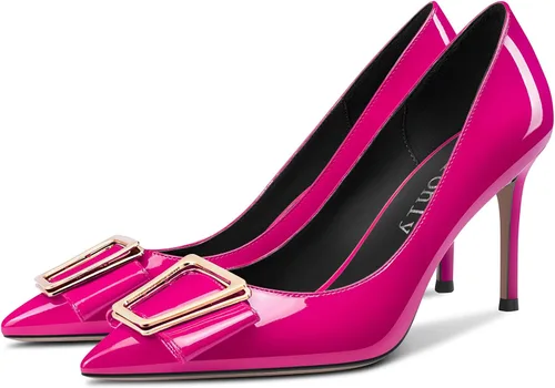 Vista 4 de DearOnly Zapatos de vestir con punta puntiaguda para mujer, tacón alto, tacón alto, zapatos de vestir de patente, boda, citas, compras, sexy, 3