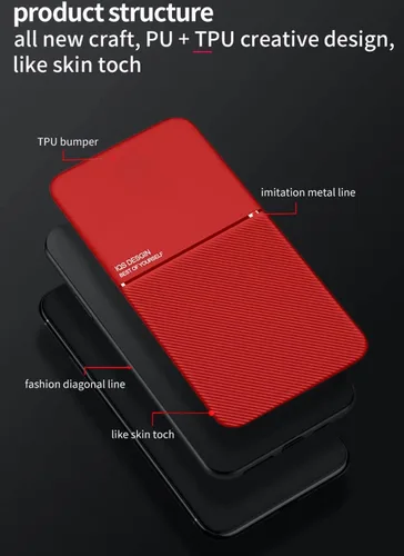 Vista 3 de Kepuch Mowen Cubierta De La Cubierta Del Parachoques Placa De Metal Incorporada Para Huawei Nova 5T/Honor 20 - Rojo